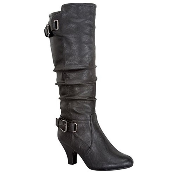 TOP Moda Shoes - New Black Knee High Buckle Boots
